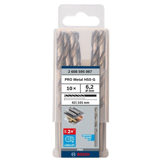 Сверла по металлу Bosch HSS-G, DIN 338, 6,2*63 мм, 10 шт, фото  | SNABZHENIE.com.ua