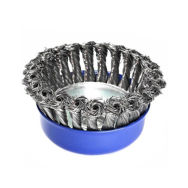 Щітка чашечна пряма S&R 100 мм, сталеве плетене волосся, фото , зображення 7 | SNABZHENIE.com.ua