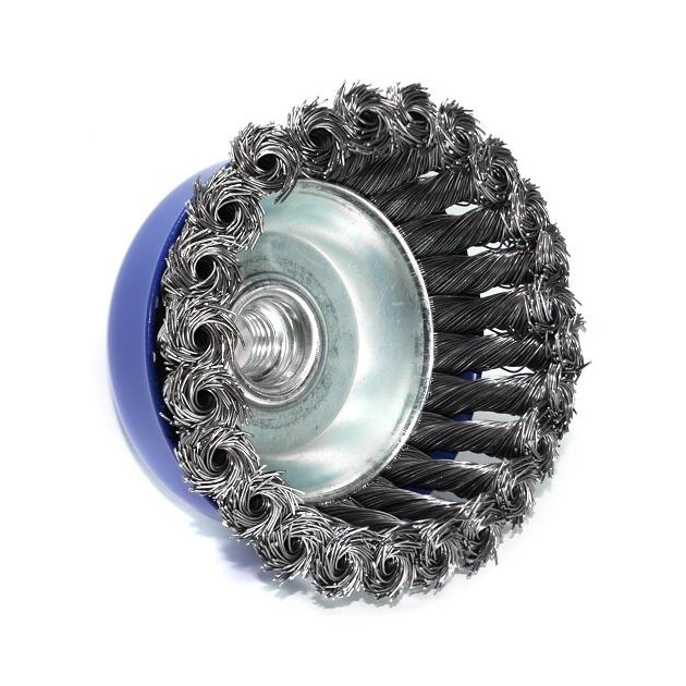 Щітка чашечна пряма S&R 100 мм, сталеве плетене волосся, фото , зображення 5 | SNABZHENIE.com.ua