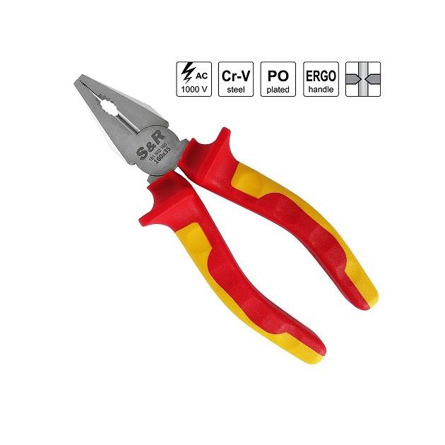 Плоскогубці S&R 160 мм комбіновані 1000 V, фото , зображення 4 | SNABZHENIE.com.ua