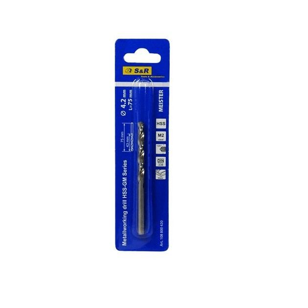Сверло по металлу S&R Meister HSS 4.2x43 мм, фото , изображение 3 | SNABZHENIE.com.ua Сверло по металлу S&R Meister HSS 4.2x43 мм, фото , изображение 3 | SNABZHENIE.com.ua