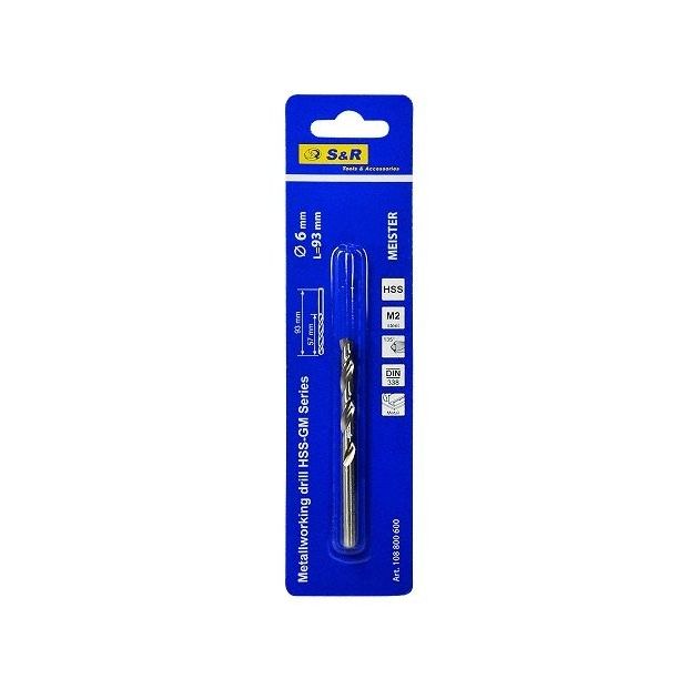 Сверло по металлу S&R Meister HSS 6.0x57х93 мм, фото , зображення 2 | SNABZHENIE.com.ua Сверло по металлу S&R Meister HSS 6.0x57х93 мм, фото , зображення 2 | SNABZHENIE.com.ua