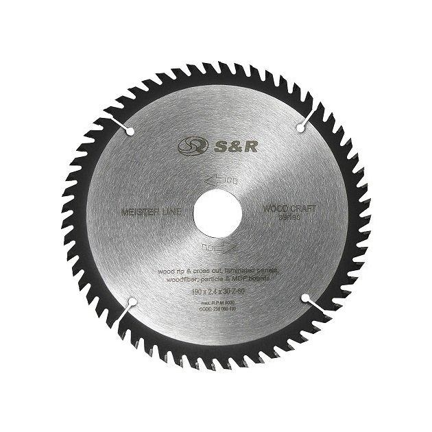 Диск пильный S&R Meister Wood Craft 190x30 мм, 60 зубьев, фото  | SNABZHENIE.com.ua
