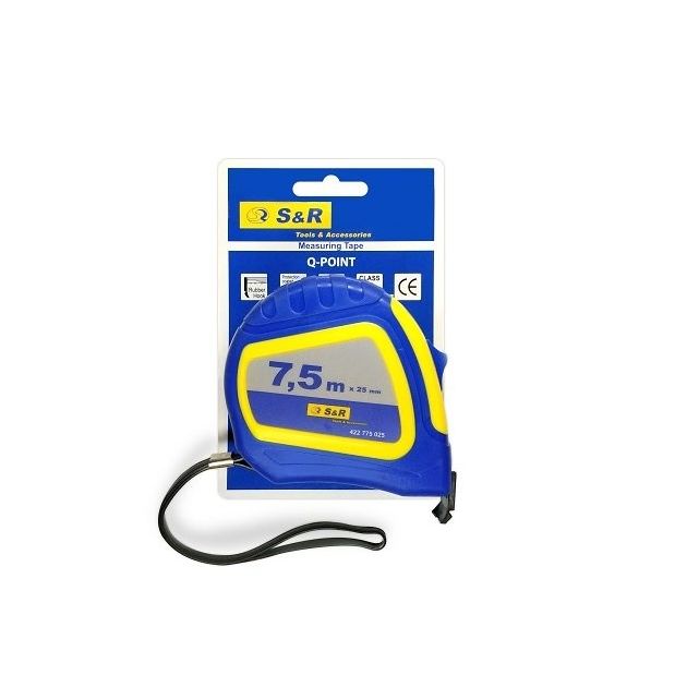 Рулетка S&R Q-point 7,5 м с резиновым крючком, фото  | SNABZHENIE.com.ua