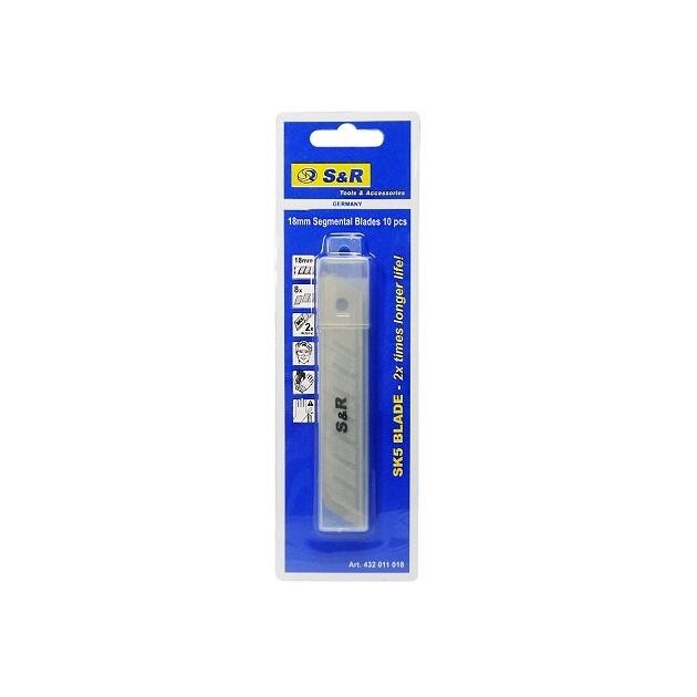 Комплект сегментных лезвий S&R SK5 18 мм, 10 шт., фото  | SNABZHENIE.com.ua