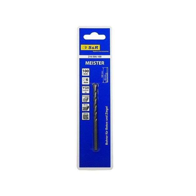 Сверло по бетону S&R Meister 6x100 мм, фото  | SNABZHENIE.com.ua
