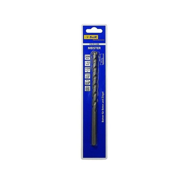 Сверло по бетону S&R Meister 12x200 мм, фото  | SNABZHENIE.com.ua