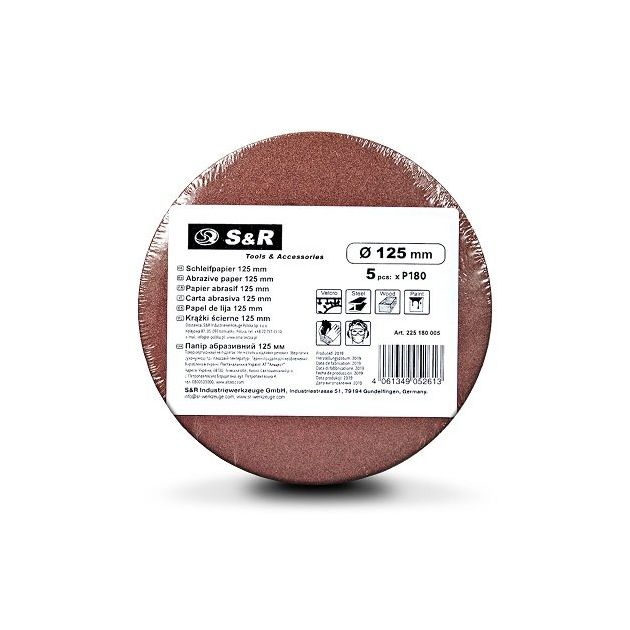 Набор шлифовальных кругов S&R D125 P180, 8 отверстий, 5 шт., фото , изображение 8 | SNABZHENIE.com.ua Набор шлифовальных кругов S&R D125 P180, 8 отверстий, 5 шт., фото , изображение 8 | SNABZHENIE.com.ua