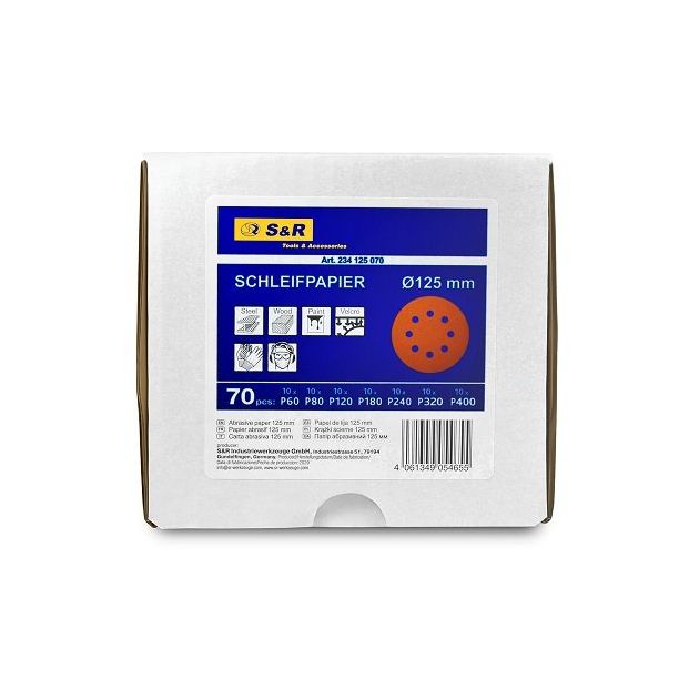 Набор шлифовальных кругов S&R 234-125-070, 70 шт., фото  | SNABZHENIE.com.ua