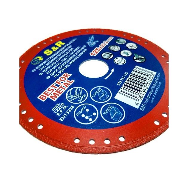 Алмазный отрезной диск S&R 125x22,2 мм универсальный, фото , изображение 9 | SNABZHENIE.com.ua Алмазный отрезной диск S&R 125x22,2 мм универсальный, фото , изображение 9 | SNABZHENIE.com.ua