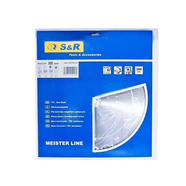 Диск пильный S&R WoodCraft Meister 305x30мм, 80 зубьев, кольца 20/25,4, фото , изображение 2 | SNABZHENIE.com.ua Диск пильный S&R WoodCraft Meister 305x30мм, 80 зубьев, кольца 20/25,4, фото , изображение 2 | SNABZHENIE.com.ua