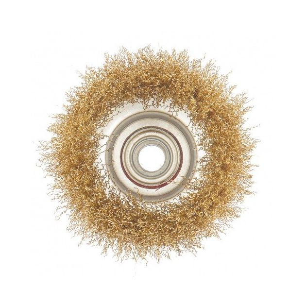 Щітка для УШМ, 100 мм, М14, чашка, латуньована витая проволока Matrix, фото , зображення 3 | SNABZHENIE.com.ua