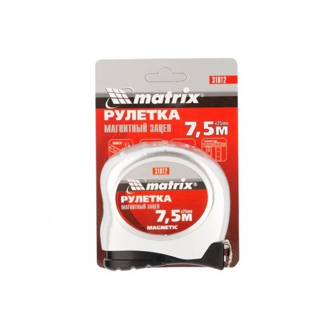 Рулетка Magnetic 7,5 м x 25 мм с магнитным зацепом Matrix, фото , изображение 6 | SNABZHENIE.com.ua Рулетка Magnetic 7,5 м x 25 мм с магнитным зацепом Matrix, фото , изображение 6 | SNABZHENIE.com.ua