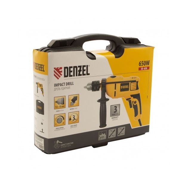 Дрель ударная Denzel ID-650, 650 Вт, 0-3000 об/мин, 48000 уд/мин, фото , изображение 8 | SNABZHENIE.com.ua