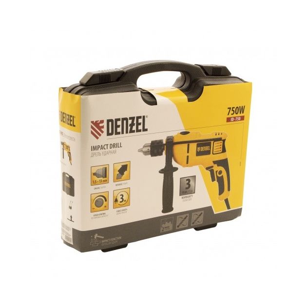 Ударная дрель Denzel ID-750, 750 Вт, 0-3000 об/мин, 48000 уд/мин, фото , изображение 8 | SNABZHENIE.com.ua