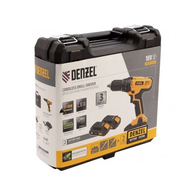 Дрель-шуруповерт акумуляторна CDL-IB-18-02, Li-Ion, 18 В, 1,5 А*г, 2 акумулятори Denzel, фото , зображення 7 | SNABZHENIE.com.ua