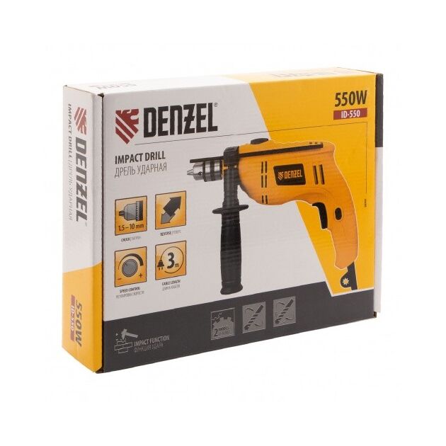 Ударная дрель Denzel ID-550, 550 Вт, 0-2900 об/мин, 46400 уд/мин, фото , изображение 12 | SNABZHENIE.com.ua