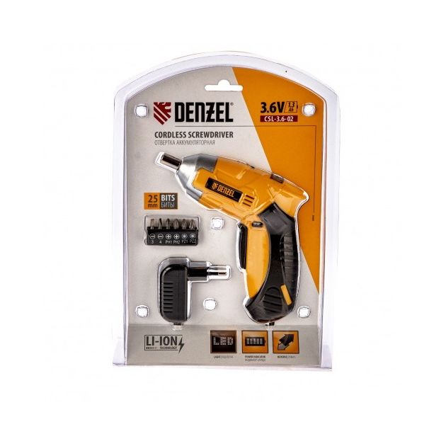 Отвертка акумуляторна CSL-3.6-02, Li-Ion, 3.6 В, 1.3 А*г, в блистері Denzel, фото , зображення 13 | SNABZHENIE.com.ua