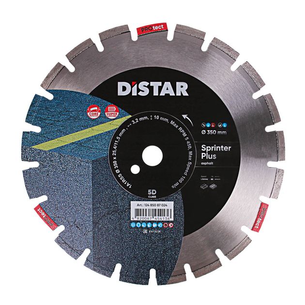 Диск алмазний відрізний сегментний по асфальту DISTAR Sprinter Plus 350 x 3,2/2,2 x 25,4-11,5-21-ARP 40 x 3,2 x 8+2 1A1RSS/C1S-W R165 (12485087024), фото  | SNABZHENIE.com.ua