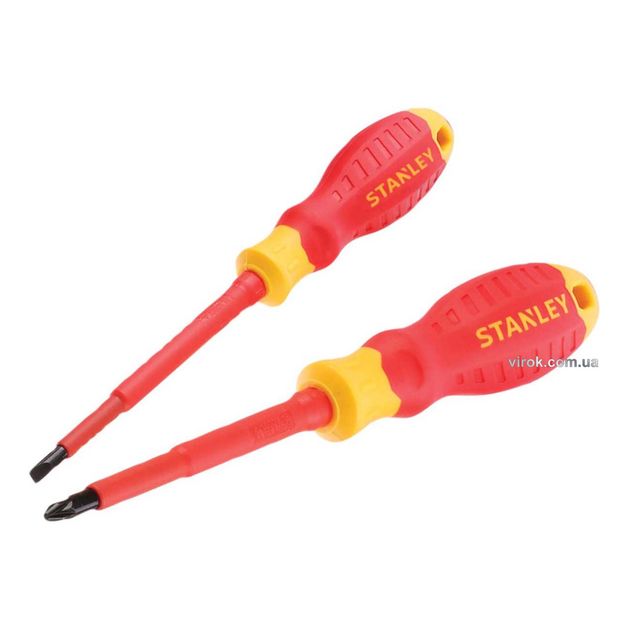 Набор диэлектрических отверток STANLEY VDE 1000 В, 2 шт, PZ2, SL4, фото  | SNABZHENIE.com.ua