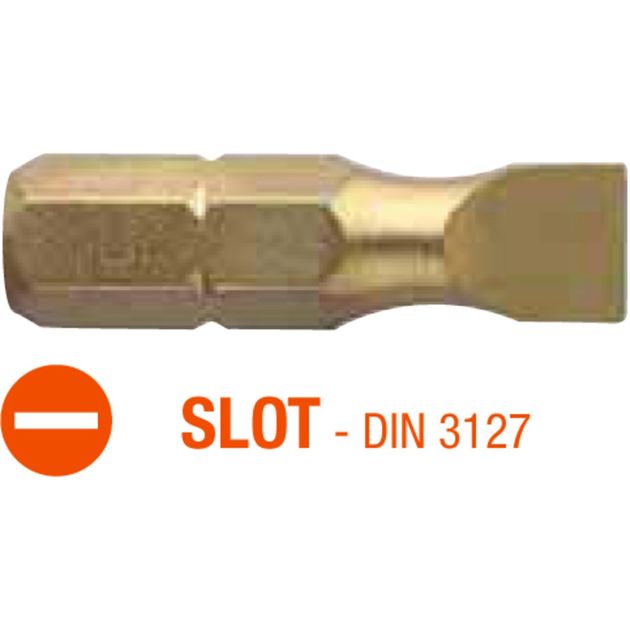 Насадка викруткова USH ISOTIN SL6.5x1.2x25 мм Torsion титан, уп. 10 шт., фото  | SNABZHENIE.com.ua