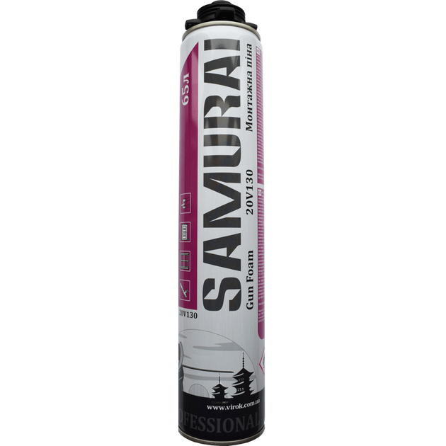 Пена пистолетная SAMURAI Premium 65, 805 мл, 930 г, фото  | SNABZHENIE.com.ua