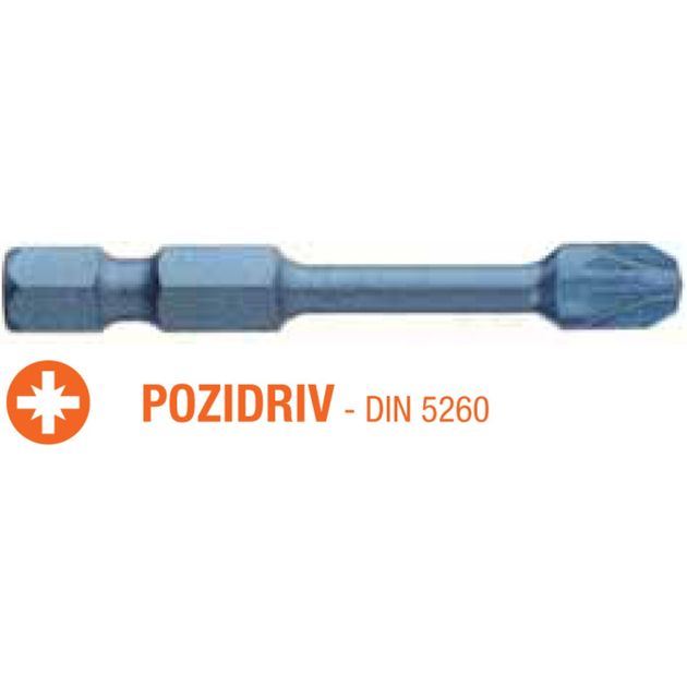Насадка ударная Pozidriv PZ3 x 50 мм Torsion, упаковка 5 шт., фото  | SNABZHENIE.com.ua