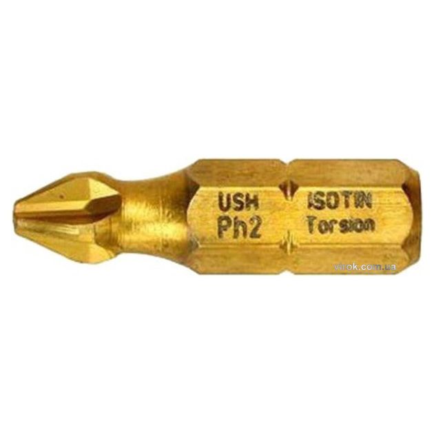 Насадка викруткова USH ISOTIN Phillips PH1 x 25 мм, титанове покриття, 10 шт., фото  | SNABZHENIE.com.ua