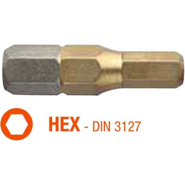 Насадка викруткова HEX 2.5x25 мм, титанове покриття, уп. 10 шт., фото  | SNABZHENIE.com.ua