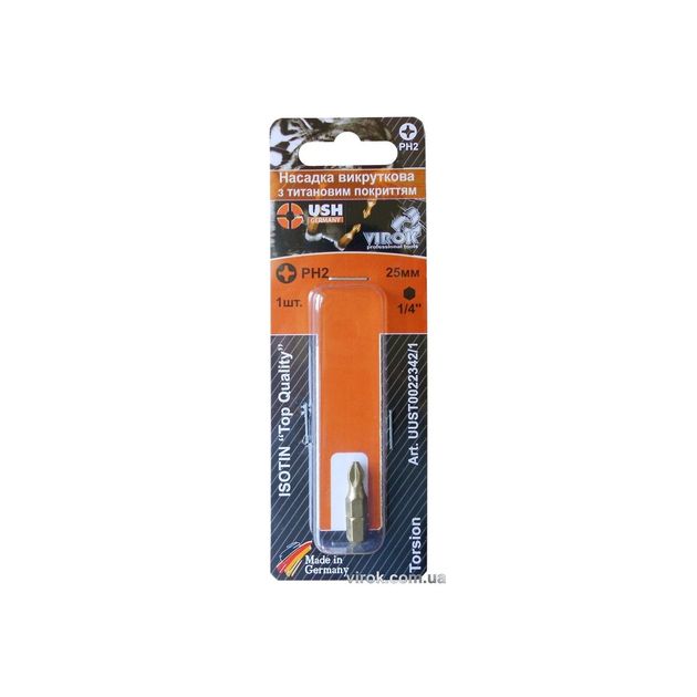 Насадка викруткова USH PHILIPS PH2 25 мм, титанове покриття, 1 шт., фото  | SNABZHENIE.com.ua
