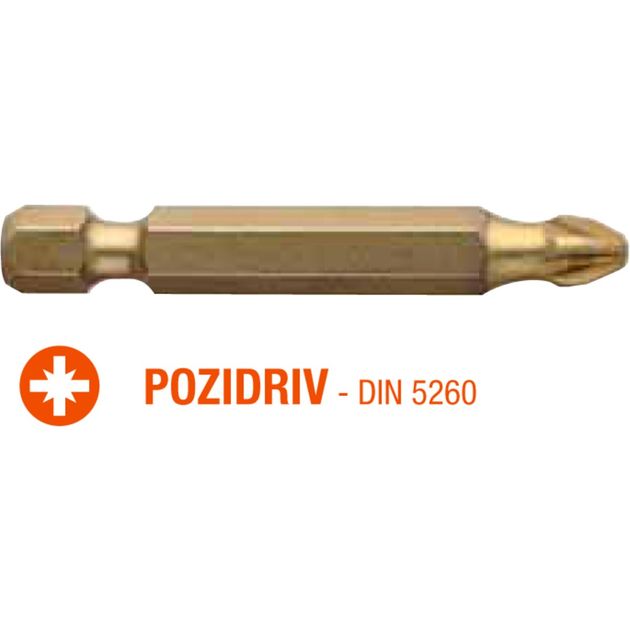 Насадка викруткова USH ISOTIN PZ2 50 мм титанова, упак. 10 шт., фото  | SNABZHENIE.com.ua
