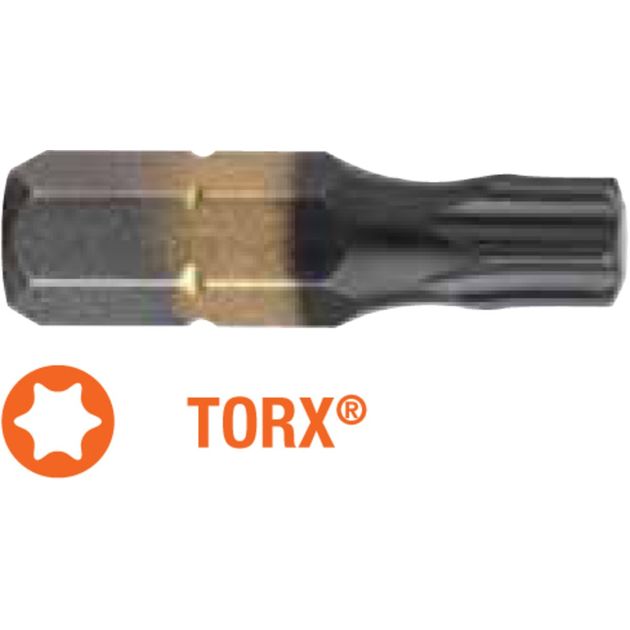 Насадка викруткова TORX T30 x 25 мм, титанове покриття, 10 шт., фото  | SNABZHENIE.com.ua