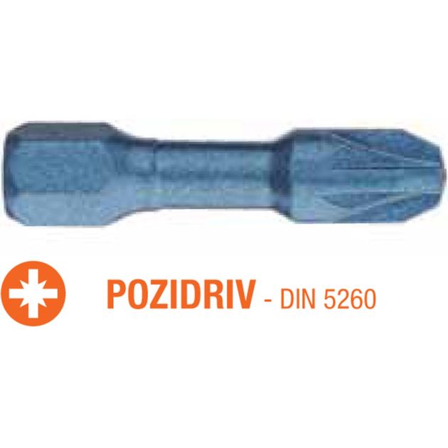 Насадка ударная USH Blue Shock Pozidriv PZ2 30 мм, упак. 25 шт., фото  | SNABZHENIE.com.ua
