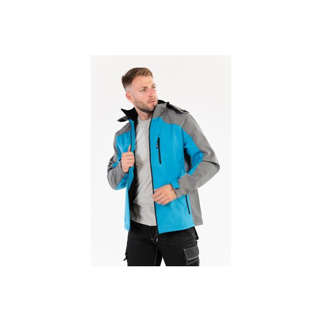 Куртка робоча SOFTSHELL з капюшоном YATO, розмір XXXL, синьо-сіра, 3 кишені, 96% поліестер, 4% спандекс., фото  | SNABZHENIE.com.ua