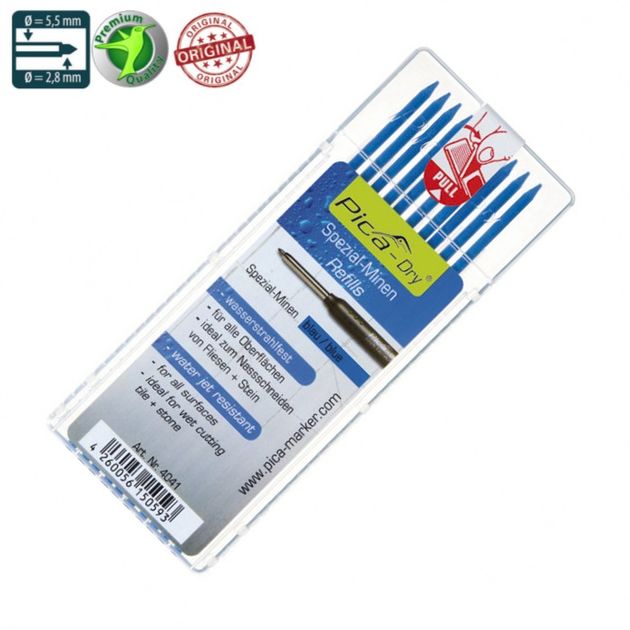 Сменні грифелі 4041 для PICA Dry, водостійкі, сині, 10 шт., фото , зображення 2 | SNABZHENIE.com.ua