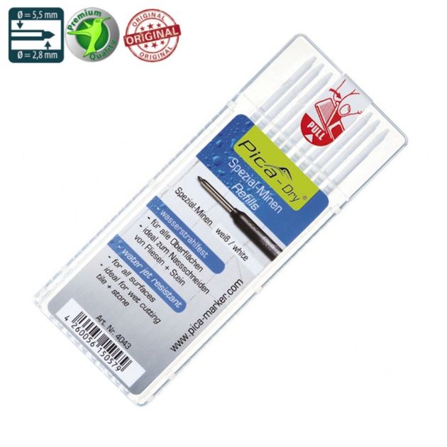 Стрижні запасні 4043 для PICA Dry, водостійкі, білий, 10 шт., фото , зображення 2 | SNABZHENIE.com.ua