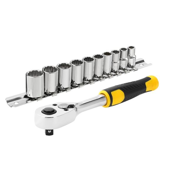 Тріщатка STANLEY 1/4" з 10 торц. головками, 72 зубці, крок 5*, фото  | SNABZHENIE.com.ua