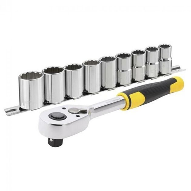 Тріщатка STANLEY 1/2", 72 зубці, крок 5* + 9 торц. гол. [10 од.], фото  | SNABZHENIE.com.ua