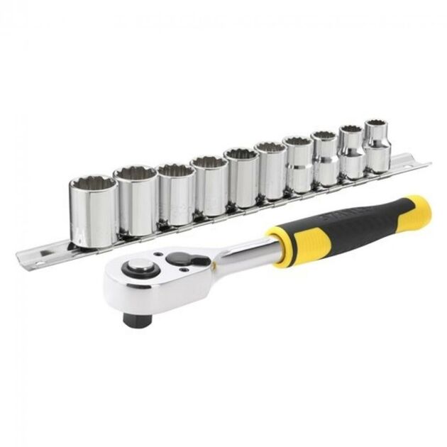 Тріщатка STANLEY 3/8", 72 зубці, 10 торцевих головок [11 од.], фото  | SNABZHENIE.com.ua