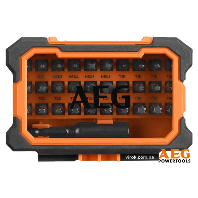 Набір насадок викруткових ударних AEG 25 мм, HEX-1/4", тримач, 30 шт. в футлярі, фото  | SNABZHENIE.com.ua
