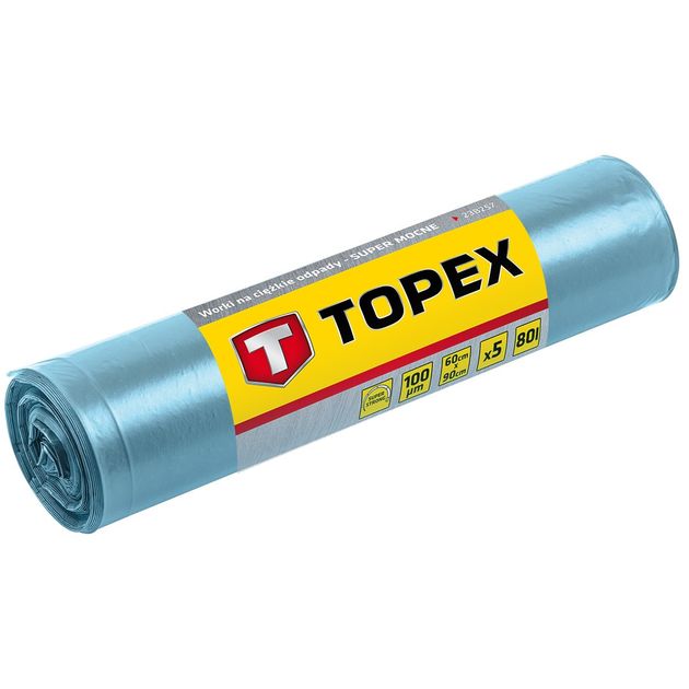 Мешки для тяжелых отходов TOPEX, суперпрочные, 5 шт., фото  | SNABZHENIE.com.ua