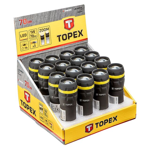 Фонарик с зумом TOPEX, 3xAAA, дисплей-бокс, 16 шт., фото  | SNABZHENIE.com.ua