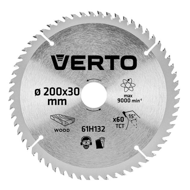 Отрезной диск VERTO 200 x 30 мм, 60 зубьев (61H132), фото  | SNABZHENIE.com.ua