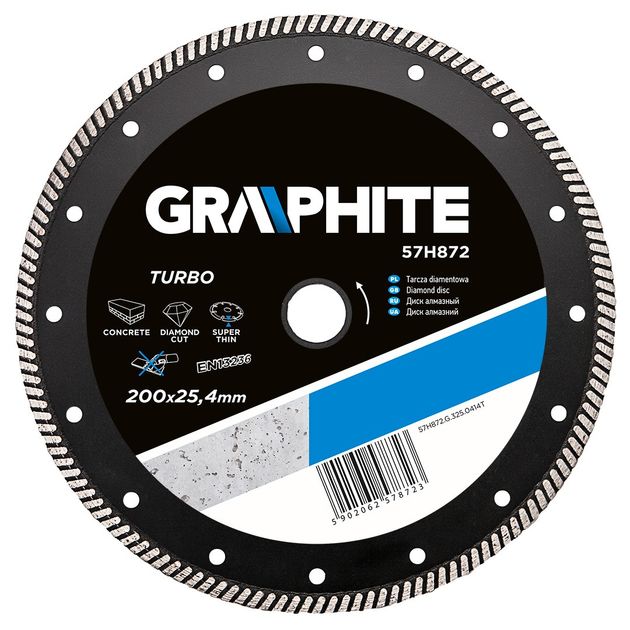 Алмазный диск GRAPHITE 200x25,4 мм turbo, ультра тонкий, фото  | SNABZHENIE.com.ua