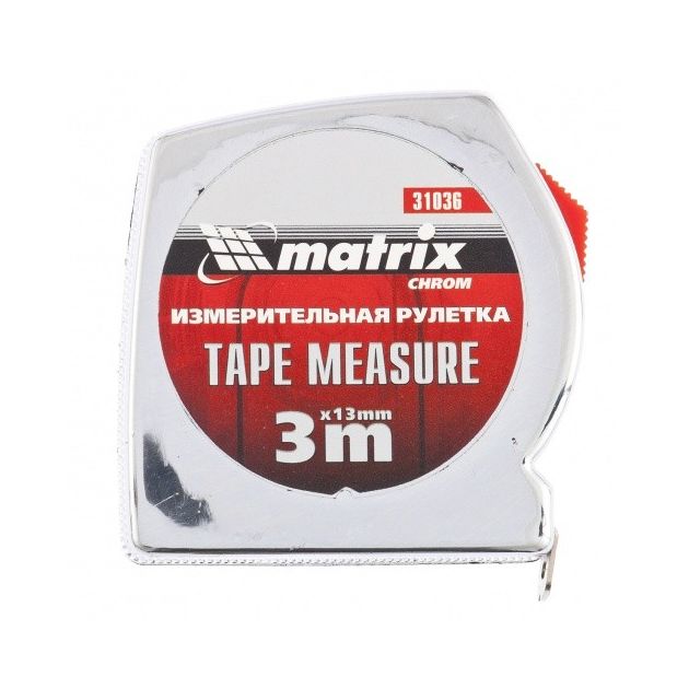 Рулетка 3 м x 13 мм, хромированный корпус MATRIX, фото , изображение 2 | SNABZHENIE.com.ua