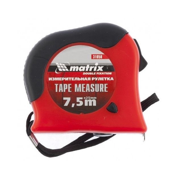 Рулетка MATRIX 7,5 м х 25 мм, обрезиненный корпус, двойная фиксация, фото , изображение 2 | SNABZHENIE.com.ua
