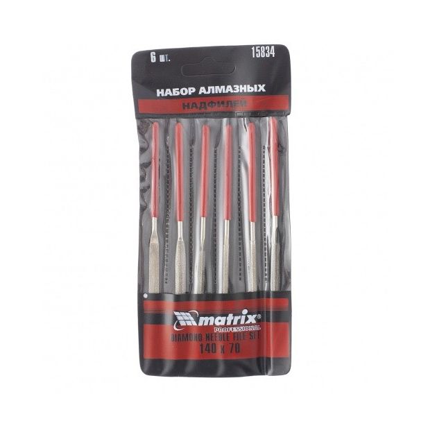 Набір алмазних надфилей 140 х 70 х 3 мм, 6 шт. MATRIX, фото , зображення 2 | SNABZHENIE.com.ua