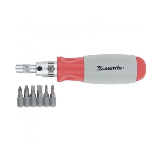 Реверсивная отвертка с битами, 6 шт., MATRIX (115499M), фото , изображение 2 | SNABZHENIE.com.ua
