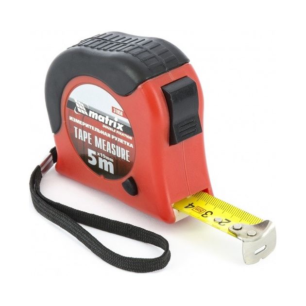 Рулетка MATRIX 5 м х 19 мм, обрезиненный корпус, двойная фиксация, фото , изображение 2 | SNABZHENIE.com.ua