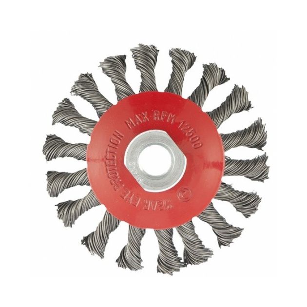 Щітка для УШМ, 100 мм, М14, тарілка, кручене волосся 0,5 мм MATRIX (746099M), фото , зображення 2 | SNABZHENIE.com.ua